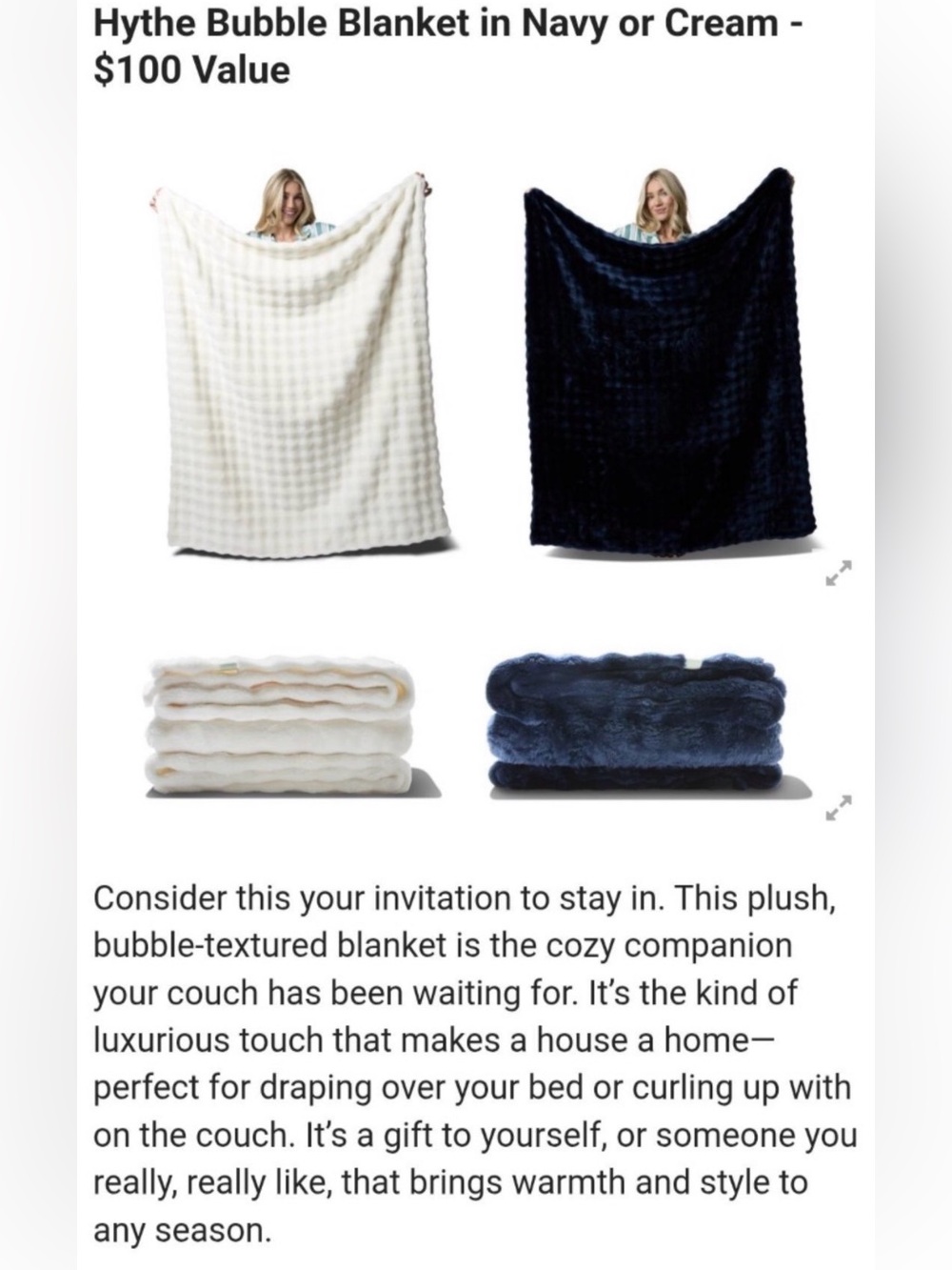 Hythe Bubble Blanket Navy Plush Faux Fur Throw 60x50 - Picture 5 of 12